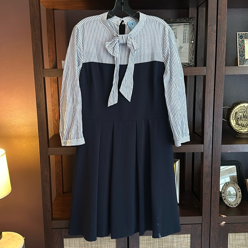 CeCe Navy Blue and White Preppy Dress Size 12